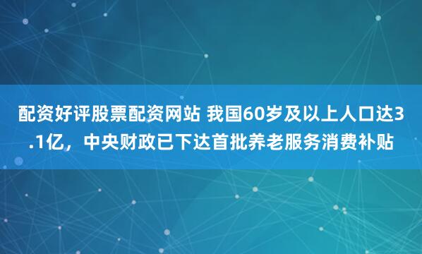 配资好评股票配资网站 我国60岁及以上人口达3.1亿，中央财政已下达首批养老服务消费补贴