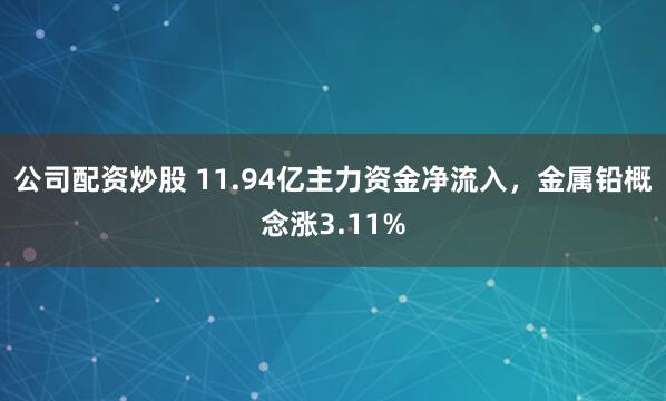 公司配资炒股 11.94亿主力资金净流入，金属铅概念涨3.11%