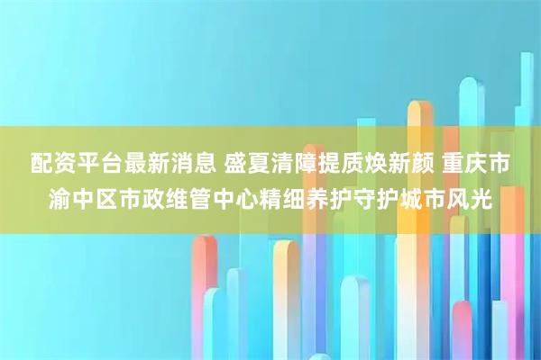 配资平台最新消息 盛夏清障提质焕新颜 重庆市渝中区市政维管中心精细养护守护城市风光
